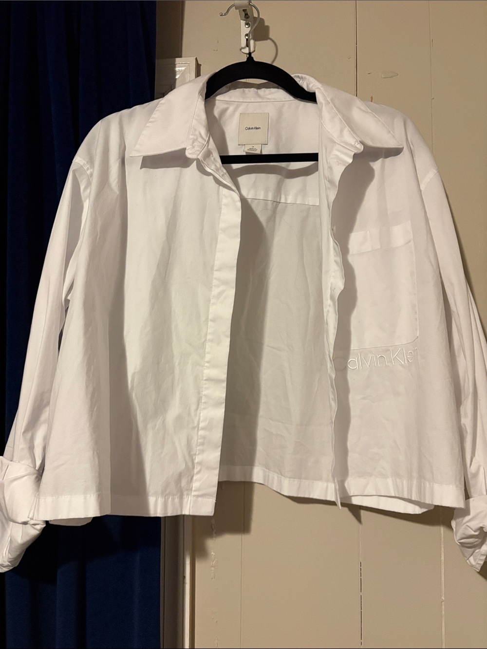 Calvin Klein White Cropped Button-Front Jacket